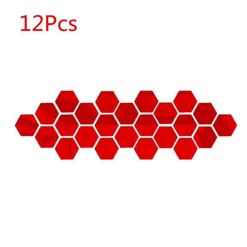 12Pcs 3D Hexagon Acrylic Mirror Wall Stickers DIY Art Wall Decor Stickers Living Room Mirrored Sticker Gold Home Decor
