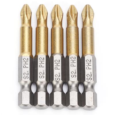 Набор отверток PH2, 5 шт., противоскользящие, шестигранный хвостовик 1/4 дюйма, 50 мм