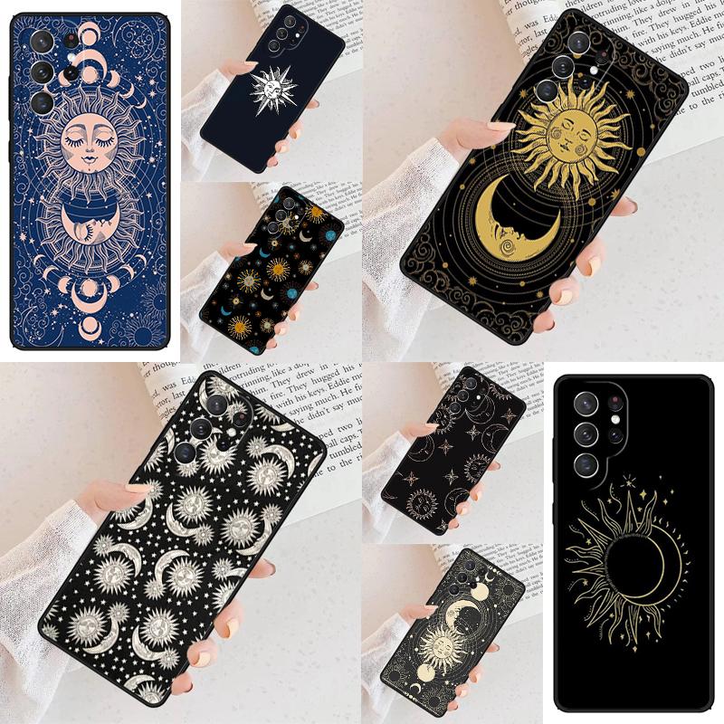 Sun Moon Face Cell Phone Case for Samsung Galaxy S26 Ultra S25 S24 S23 S22 S21 S20 Note10 Cover
