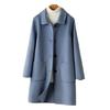 Women Jacket with Dual Pockets Lapel Solid Color Single-breasted Woolen Coat Loose Thermal Long