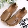 Women Platform Shoes Genuine Leather Mom Shoes Lace-Up Adjust Tightness Retro Comfy Walking Non-Slip Large Size Shoe