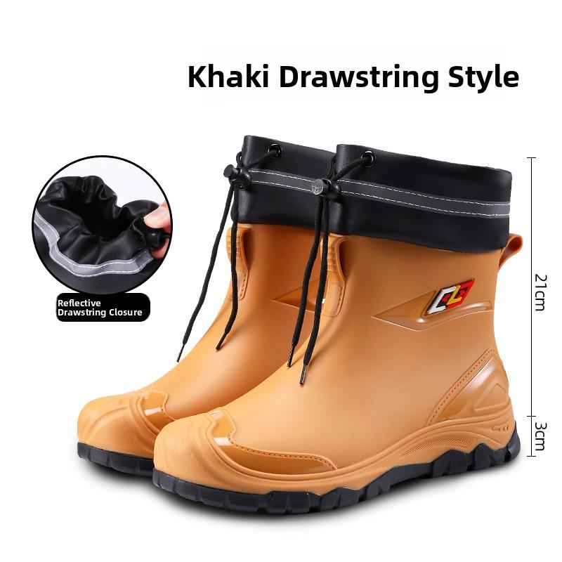 Men's Waterproof Rain Boots Anti-Slip Wear-Resistant Kitchen Oes Fiing Car Wa Very Labor Protection Warm Water Shoes