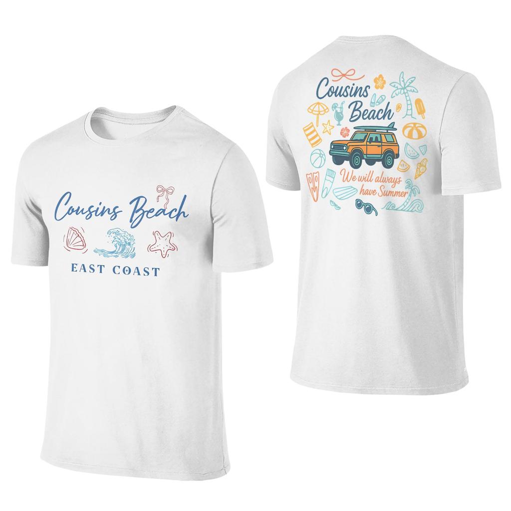 Summer I Turned Pretty Cousins Beach T-Shirt Round Collar Pure Cotton T Shirt Short Sleeve Tees 2-sided Plus Size Clothing