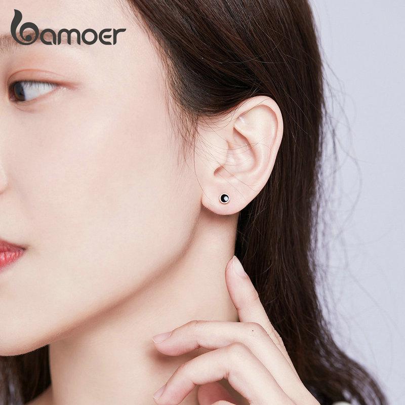 BAMOER Authentic 925 Sterling Silver Slice Unique Stud Earrings For Women