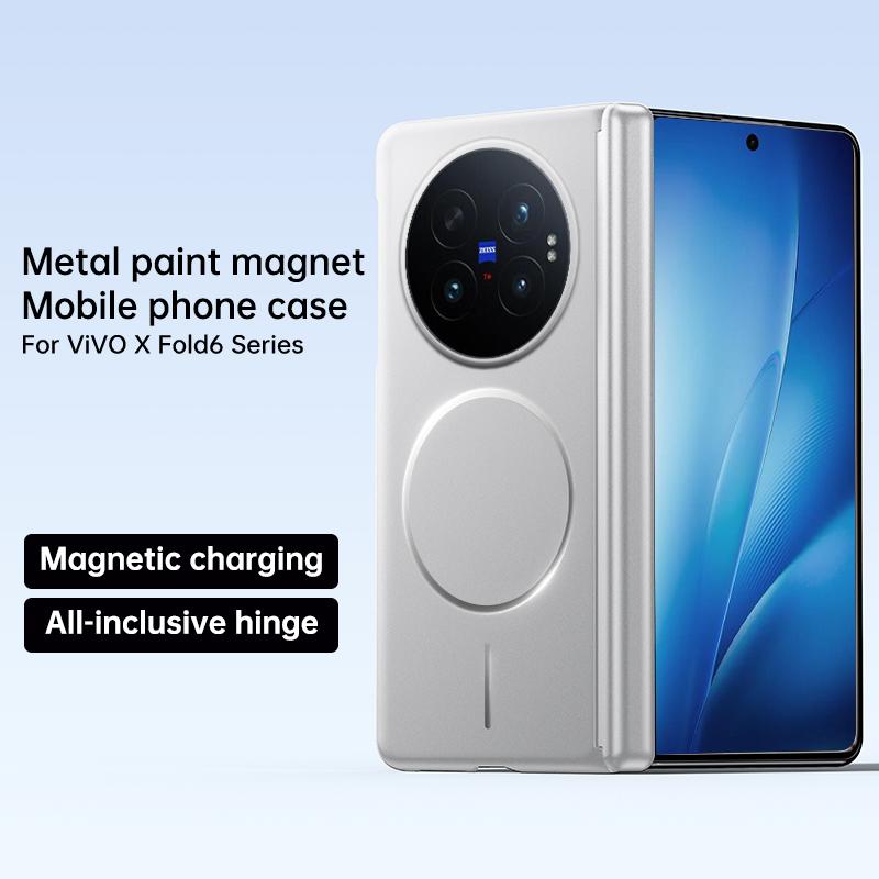 Защитный чехол на шарнир для Magsafe Для VIVO X Fold 6 Магнитная металлическая краска Жесткий ПК Откидная складная крышка телефона Для VIVO X Fold6