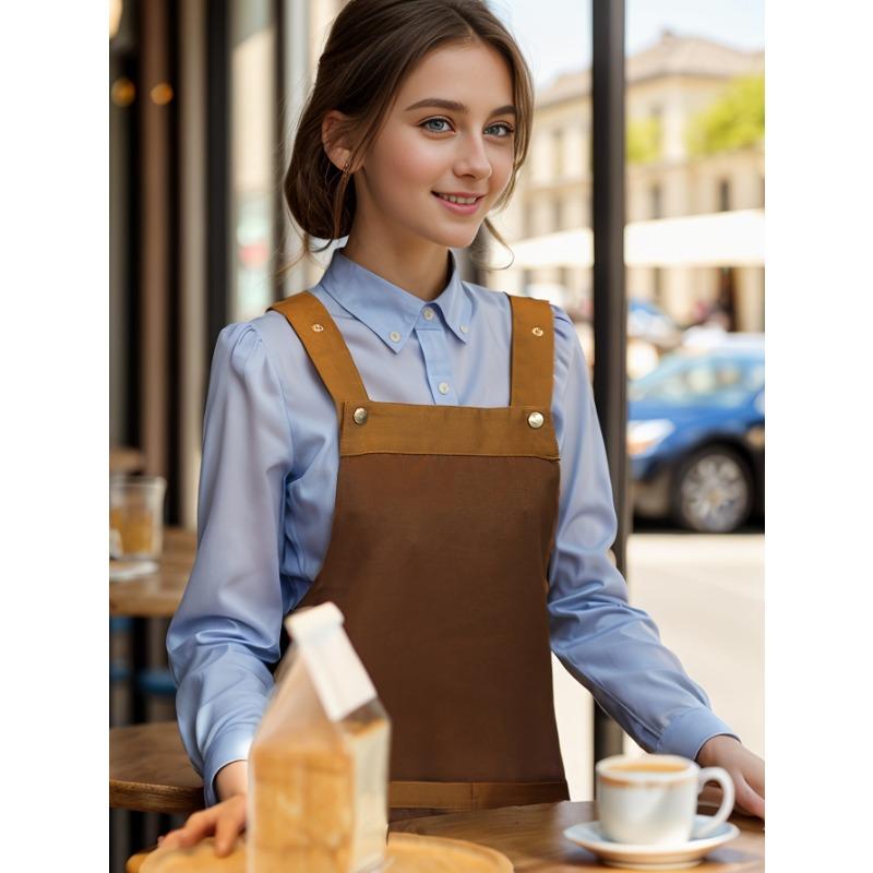 1 шт. Унисекс Регулируемый фартук с карманами, Полиэстер 100% Не тянущийся, Обычная посадка, Без рукавов, Н-образный подол, Тканый для приготовления пищи, выпечки, работников ресторана