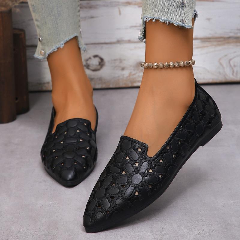 Женские однобортные туфли с острым носком и плоским дном, дышащие, с неглубоким носком