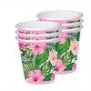 Розовые Гавайские Бумажные Стаканчики Салфетки Тарелки Тропические Принадлежности для Вечеринки Луа Одноразовые Тарелки и Праздничные Салфетки Тропический Пальмовый Лист и Гибискус Алоха