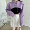 High Waist Shirt Hoodies Women's Hooded Loose Short Cropped Long-sleeved Jazz Blouse Thin Hooded Clothing