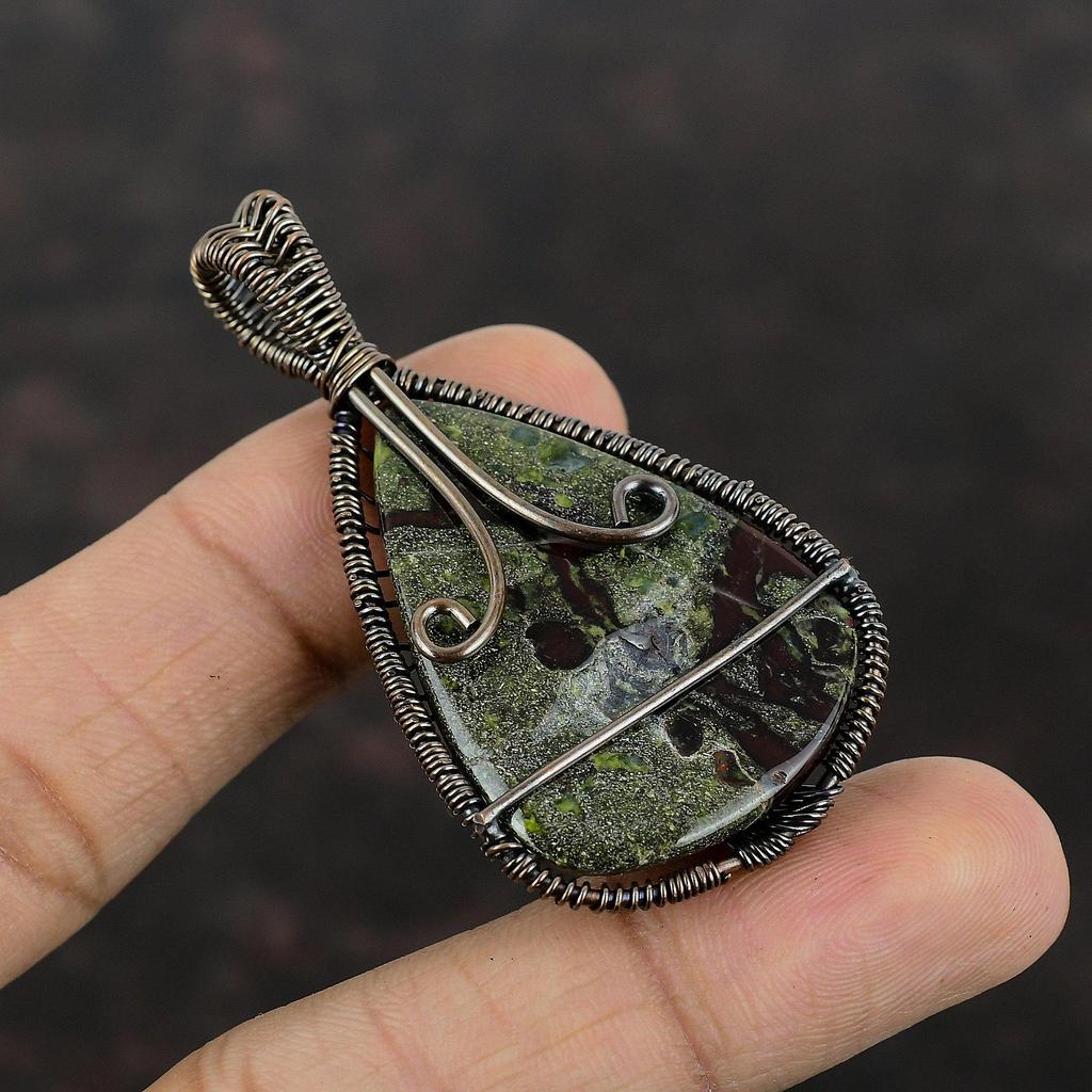 Кулон «Древо жизни» с драконьим кровавым камнем, обернутым медной проволокой, стильный кулон ручной работы, подарок жене, ювелирные изделия из медной проволоки