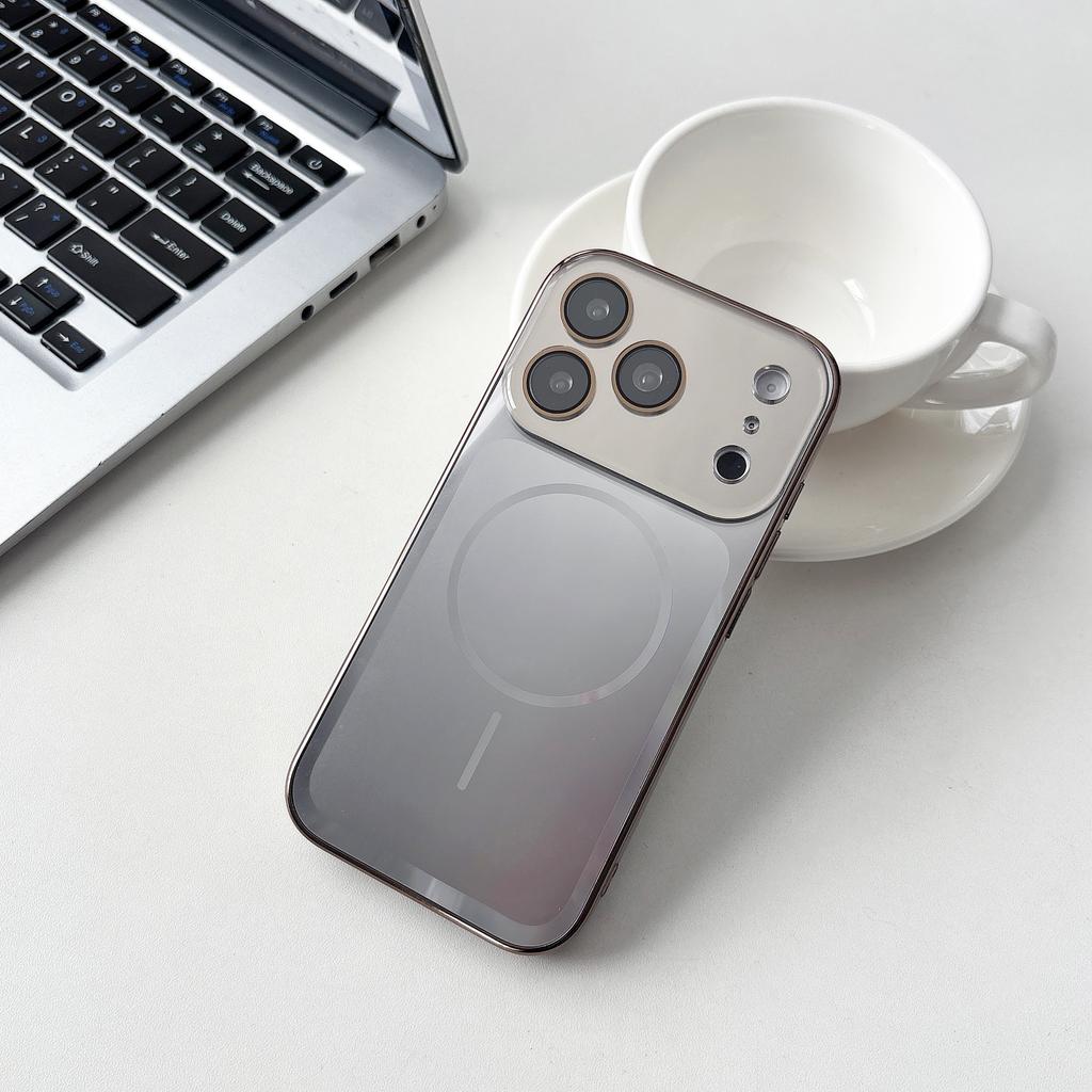 Plating For Magsafe Magnetic Phone Case For iPhone 17 16 15 14 13 Pro Max Wireless Charging Large Window Hard Armor Cover