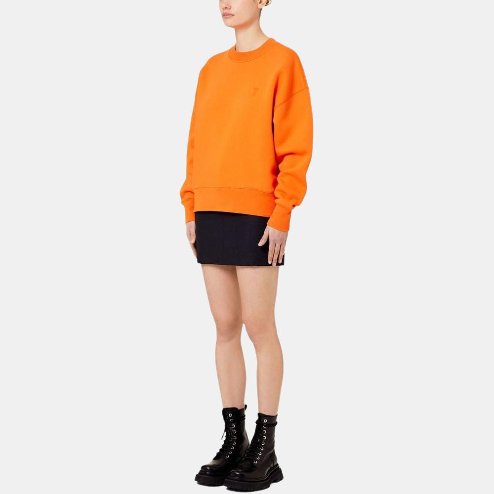 Amiparis Fw22 Solid Color Logo Letter Embroidery Autumn Sweatshirt Men sweatshirt Orange USW012740-800