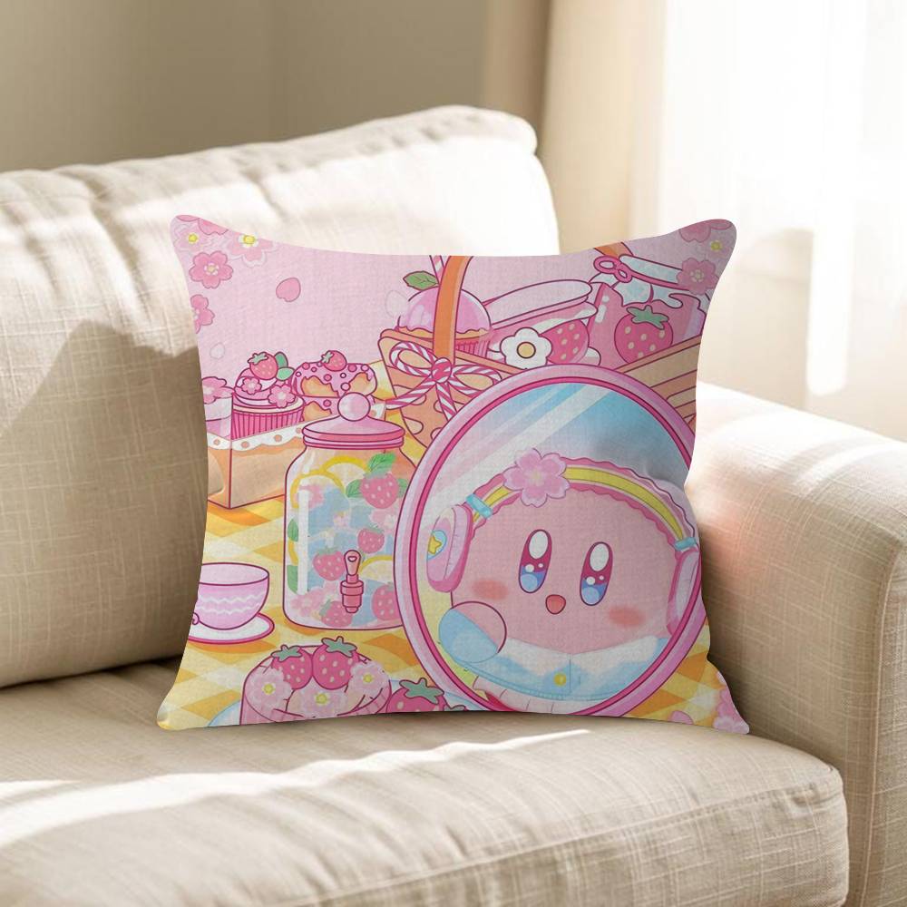 Cute KKirbys Cartoon Cushion Cover Car Throw Pillow Case For Sofa Car Christmas Gift 40x40cm 45x45cm