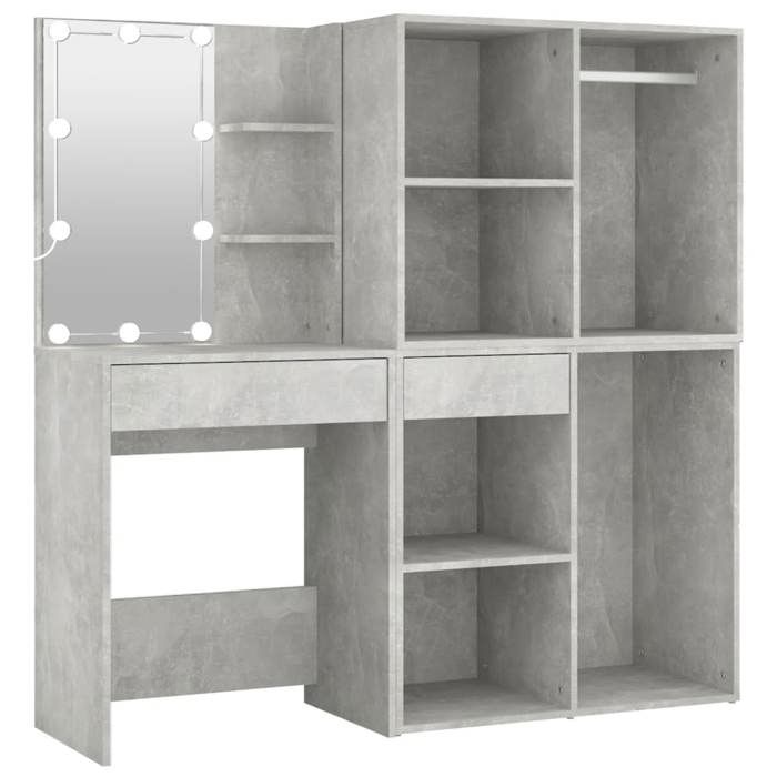 Maison Exclusive - Coiffeuse à LED avec 2 armoires Gris béton Bois d'ingénierie