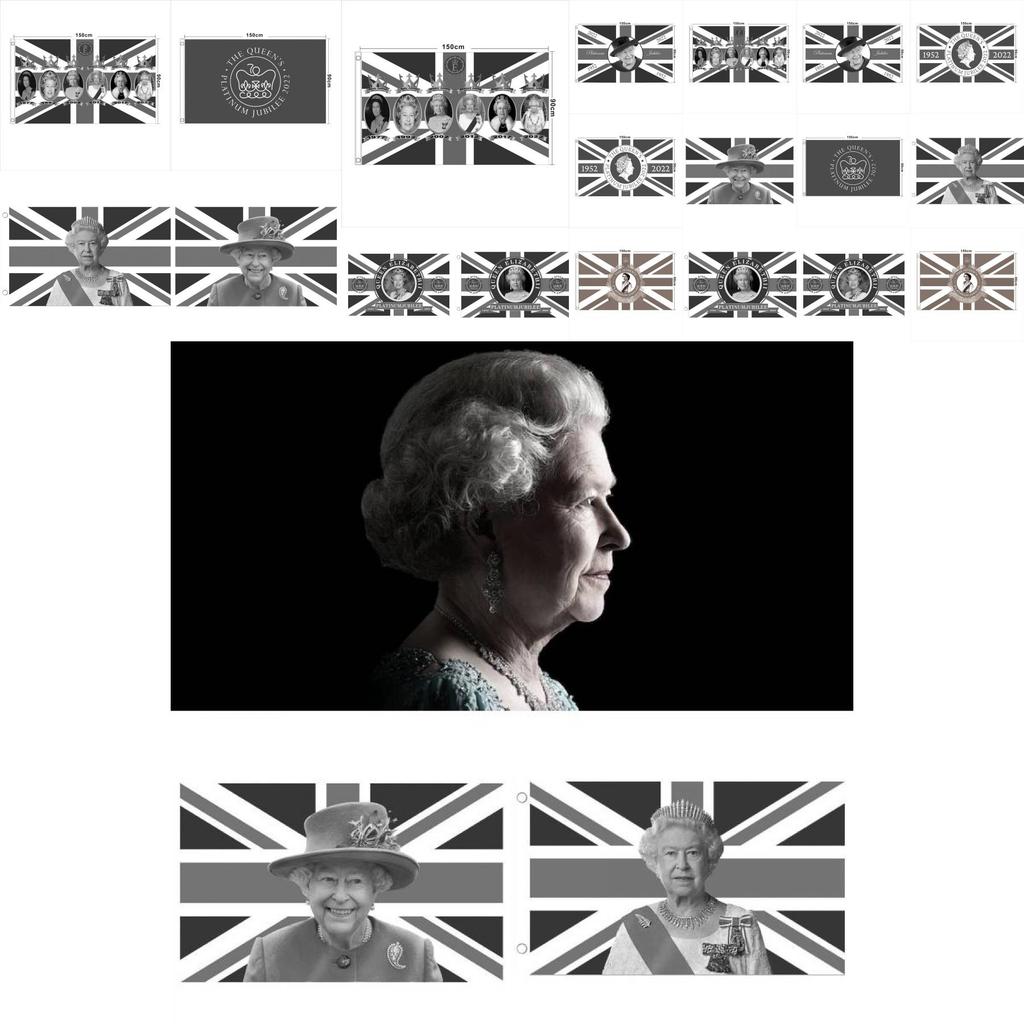 Elizabeth Ii Queen Mourning Flag Polyester Fabric For Tribute And Memorial Display