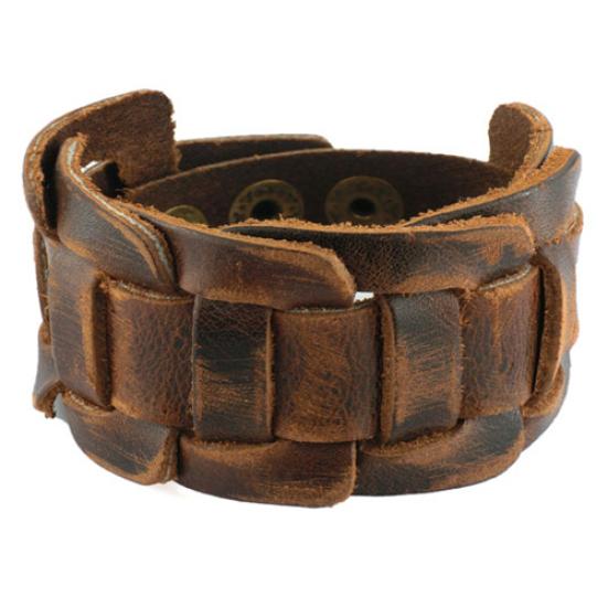 Retro Weave Faux Leather Wristband Snaps Fastener Bracelet Men's Jewelry Gift
