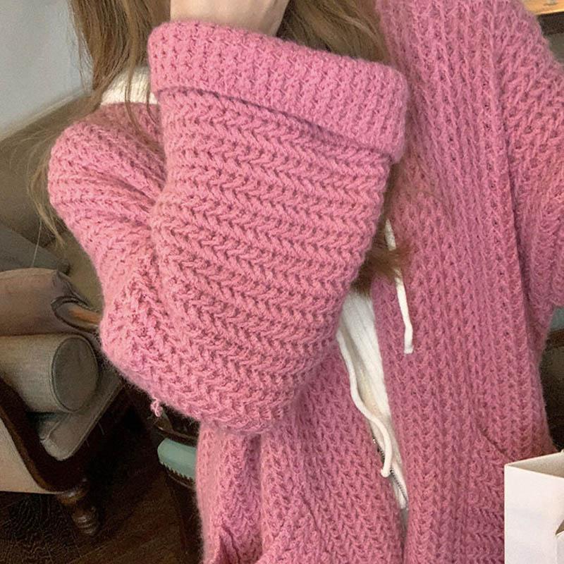 Women Sweater Long Coat Oversized Fall and Winter Knitting Loose Jacket Knitted Cardigan Long-sleeved Tops Winter