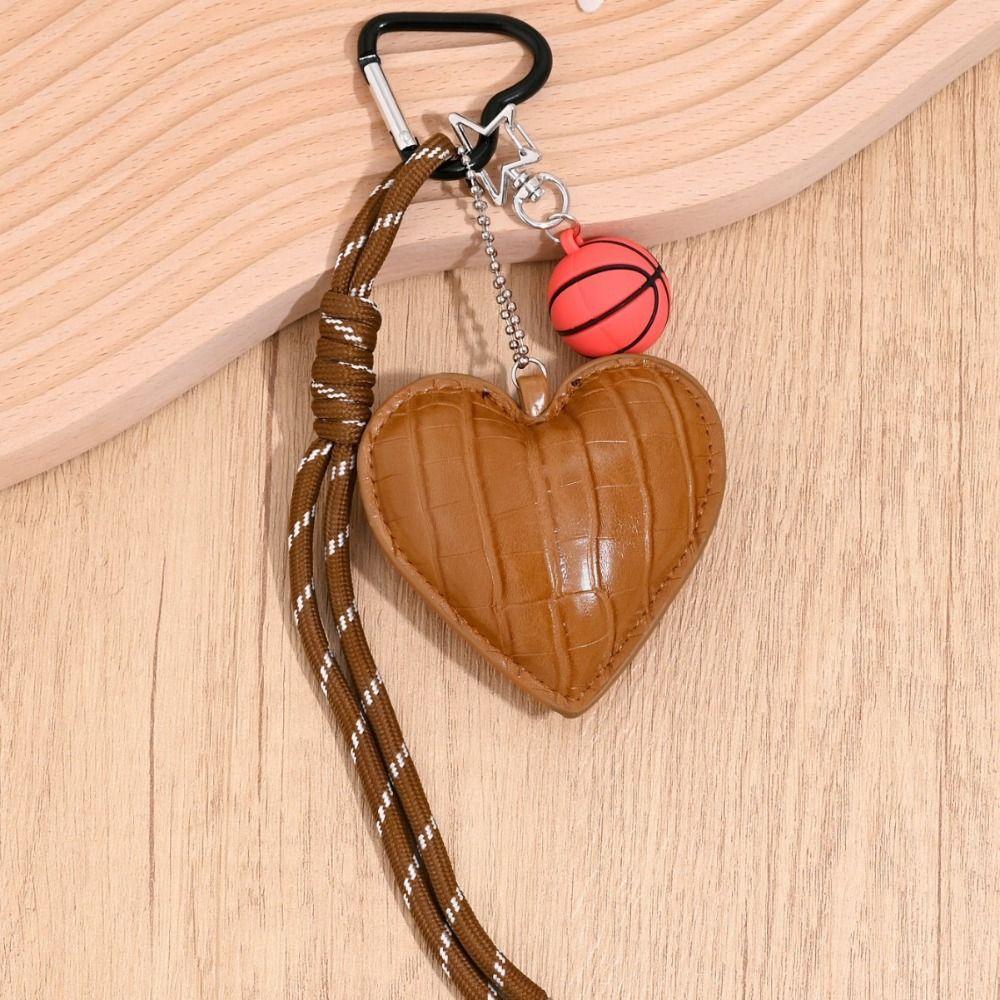 Basketball Leather Heart Keychain PU Love Football Bag Charm Children Girl