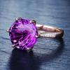 Кольцо из 18-каратного розового золота с натуральным аметистом и шестью крапанами, темпераментное кольцо в стиле цветного драгоценного камня и бриллианта, разомкнутое кольцо