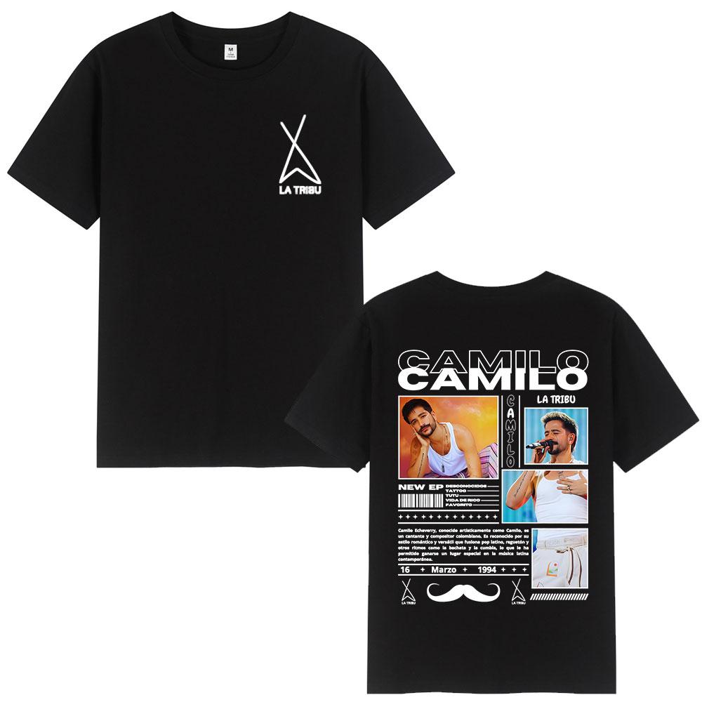 Singer Camilo La Tribu Album Tshirts Unisexs Women Clothing Fashion Hip Hop Oversized T Shirts Cotton Casual T Shirt Streetwear