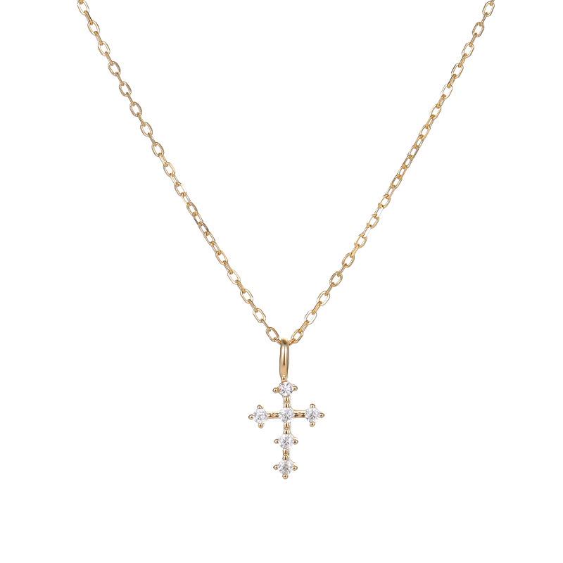 925 Sterling Silver Cross Choker Necklace with Diamonds for Women – High-End, Trendy, Versatile, and Stylish.