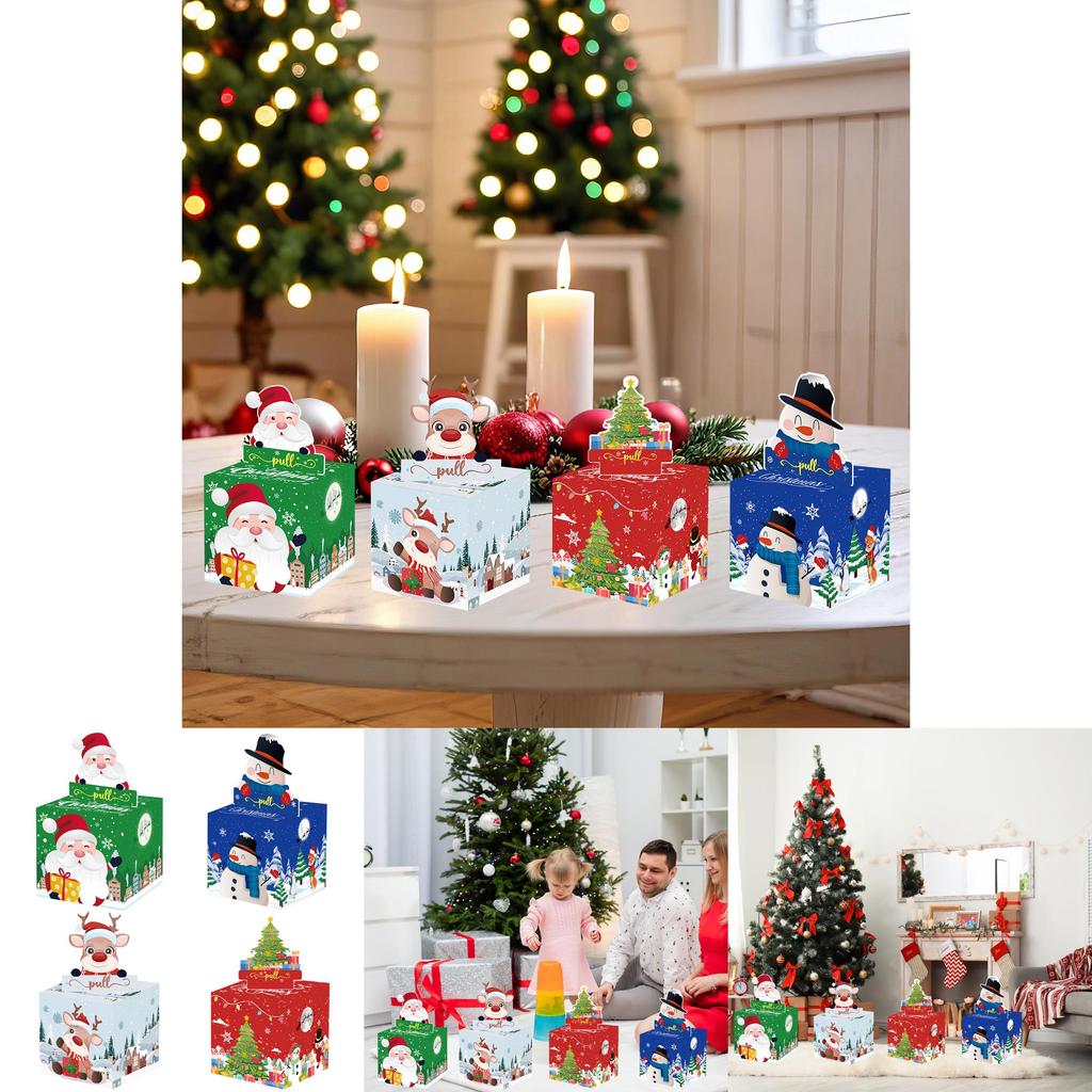 Christmas Themed Santa Claus Snowman Pattern Money Box For Holiday Party Decor And Gift Giving