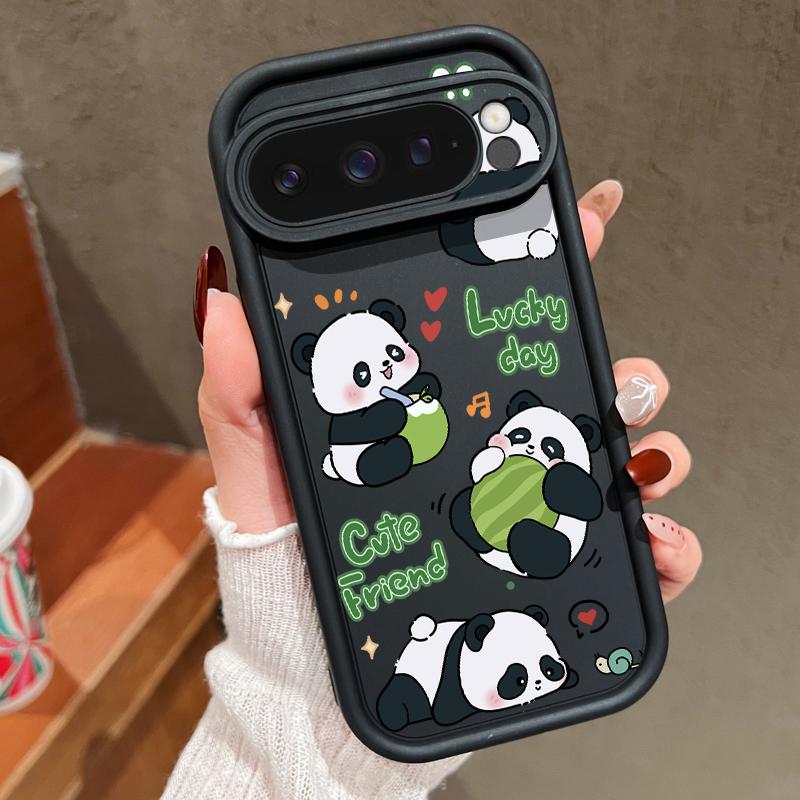 Мягкий чехол для телефона с рисунком милых панд для Google Pixel 9 Pro XL 8 Pro 8A TPU матовый противоударный защитный бампер для объектива
