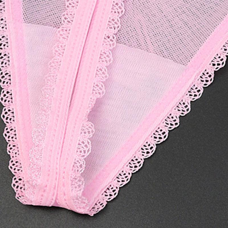 Women Sexy Perspective Ginkgo Leaf Texture Hollow Panties Female Low Waist Pop Pure Color Thong