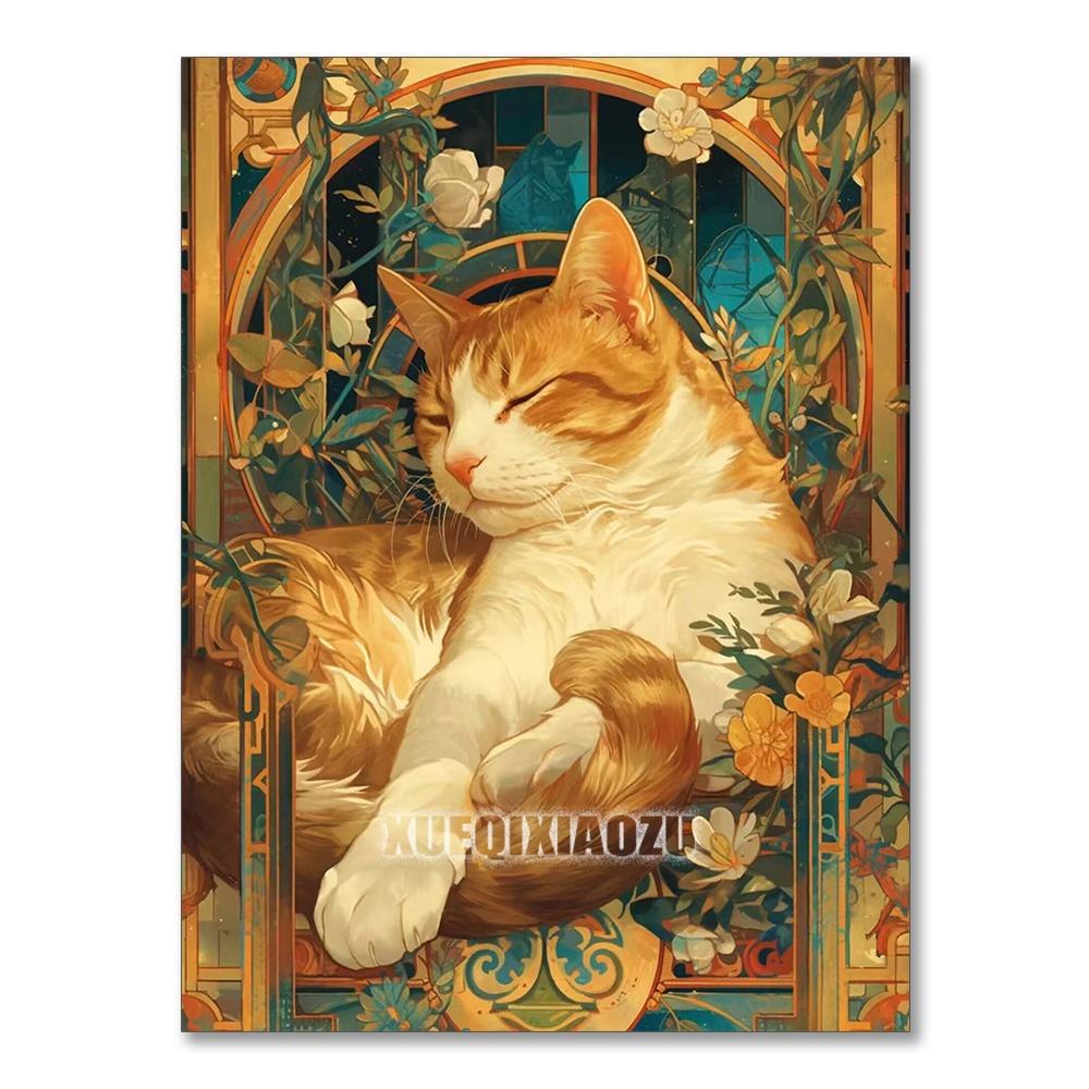 5D DIY Алмазная Живопись Вышивка Животное Кот Полностью Круглый Мозаика Цветок Полный Набор Искусство Декор Стены Ручная Работа Подарок