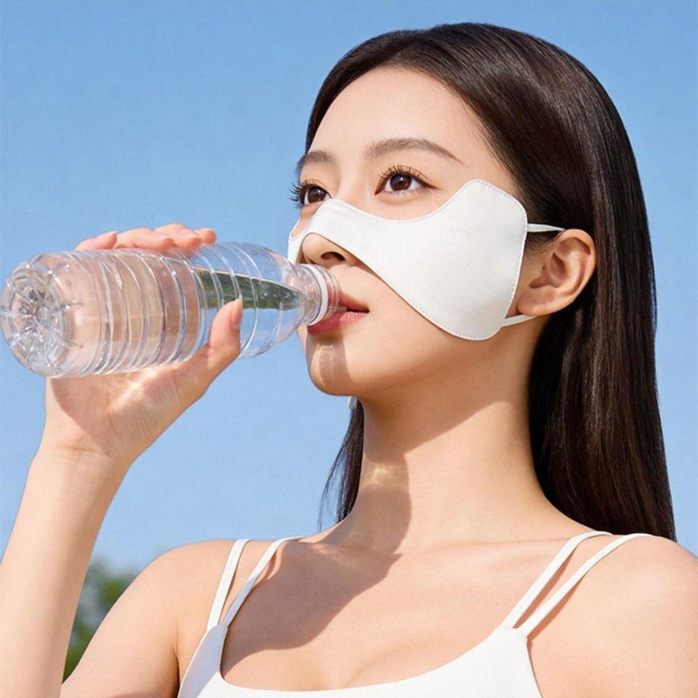 Summer Silk Sunscreen Mask Breathable Face Cover Elastic Sunscreen Face Scarf  Outdoor