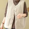 Vest for Women Cotton Autumn Winter Sleeveless Tops Fleece Lined Large Pocket Vest Oversize Thickened Down Casual V-neck Vest