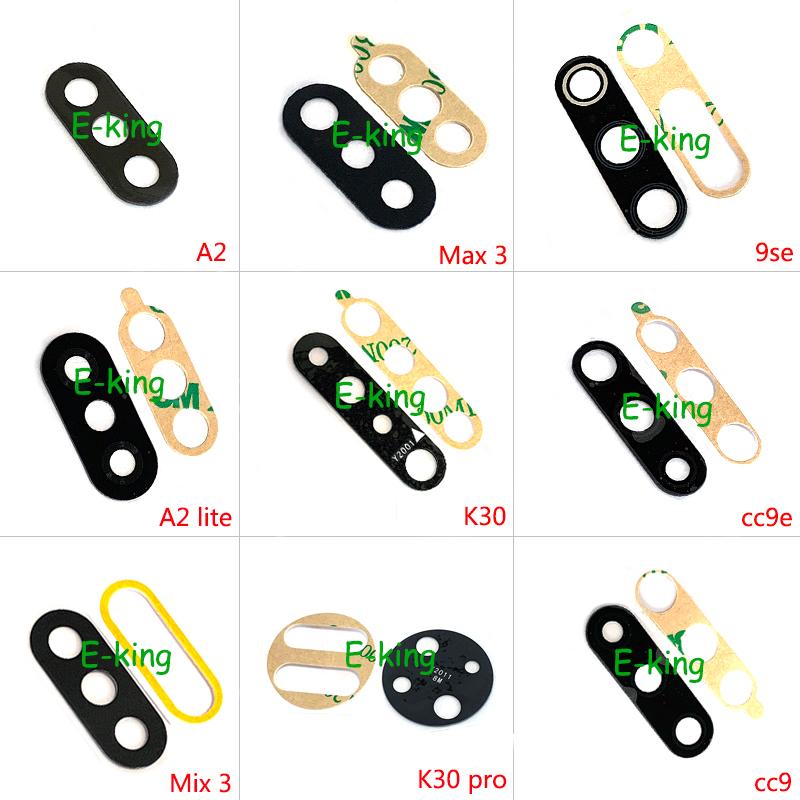100PCS For Xiaomi Mi A2 Lite 6X Mix Max 3 9SE CC9E CC9 Redmi K20 K30 Pro Rear Back Camera Glass Lens With Sticker Tape Adhesive