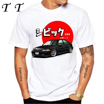 2025 топ JDM 1995 Старый Civic EG8 Спортивная футболка Новая мужская футболка с коротким рукавом Аниме Мультяшная Автомобильная Арт Футболки Мальчик Повседневная Япония Футболки