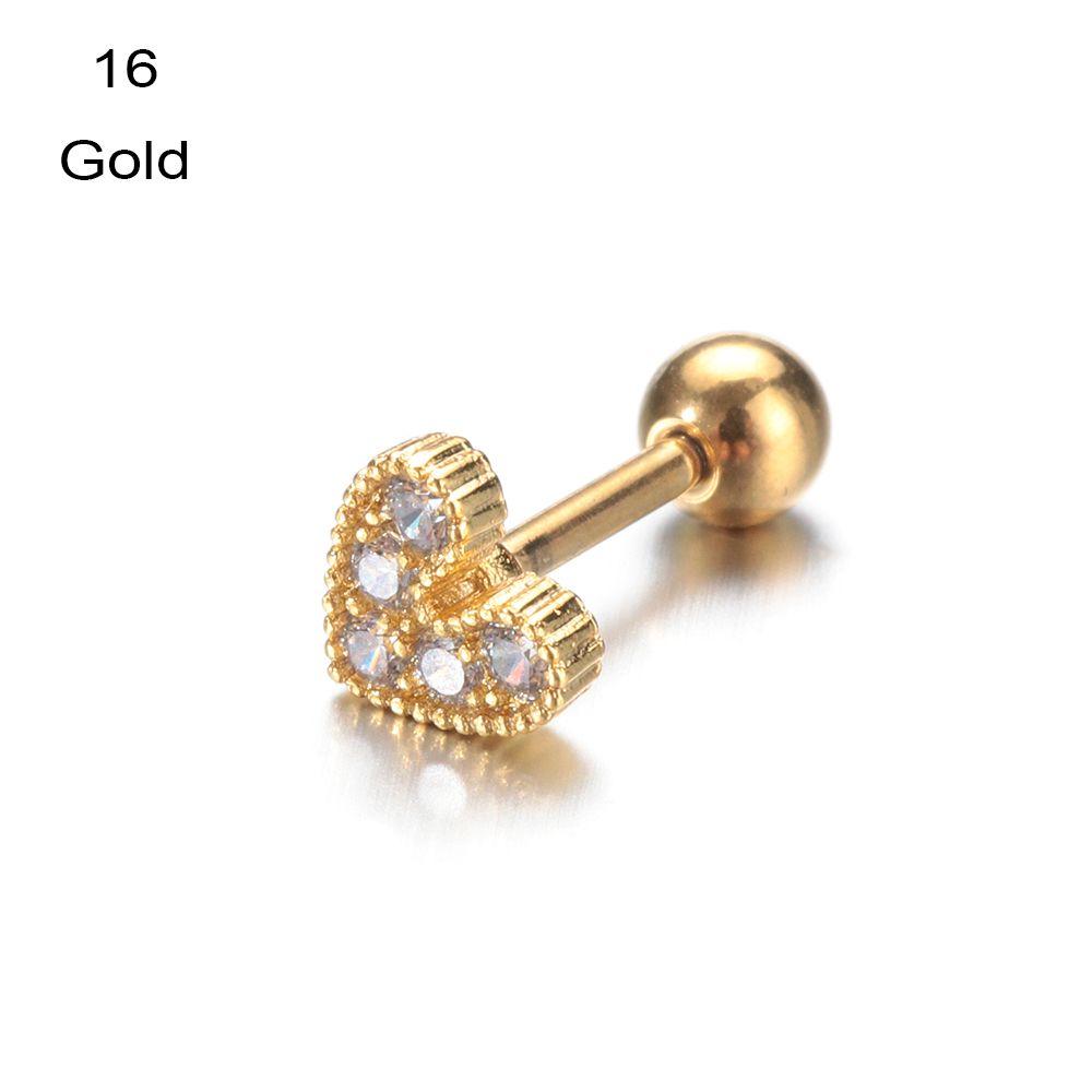 Серьги-гвоздики Helix Tragus Star Moon Heart CZ Пирсинг ушей Серебряные золотые украшения для тела