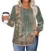 Womens Plus Size Tops Long Sleeve Shirts Round Neck Flowy Tunic Casual Loose Blouse L-5X