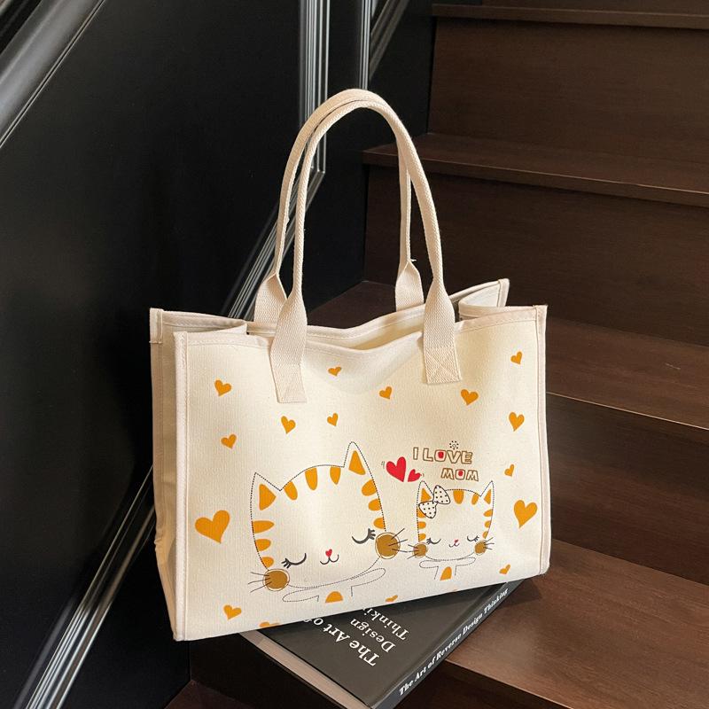 Холщовая сумка большой вместимости женская весна-лето 2025 новая универсальная студенческая сумка для занятий и поездок на работу японский и корейский стиль инс сумка-тоут