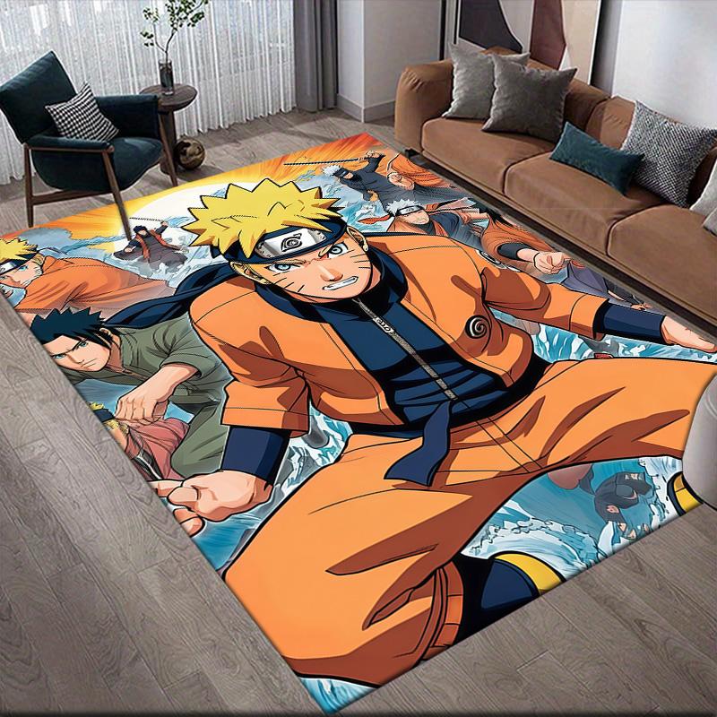 Naruto Konoha Collection Anti-Slip Floor Mat, Rectangular Carpet for Living Room, Sofa & Game Zone