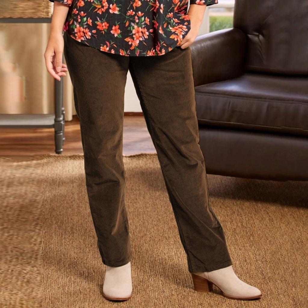 Женские повседневные однотонные прямые повседневные брюки с эластичной резинкой на талии и карманами