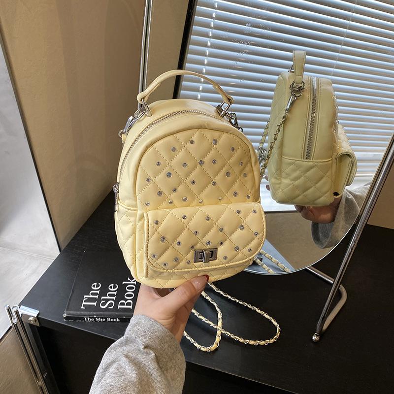 Fashion Portable Small Bag Women's 2025 New Diamond-encrusted Diamond Chain Bag Casual Backpack Women