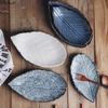 Керамическая тарелка в форме листа Kiln Changes Креативная тарелка для суши Тарелки для рыбы Тарелки для барбекю Специальная гостиничная посуда