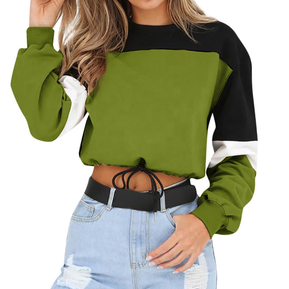 Womens Long Sleeve Splcing Color Sweatshirt Pullover Tops Blouse