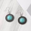 1 Pair Women Hook Earrings Round Shape Retro Bohemian Style Faux Turquoise