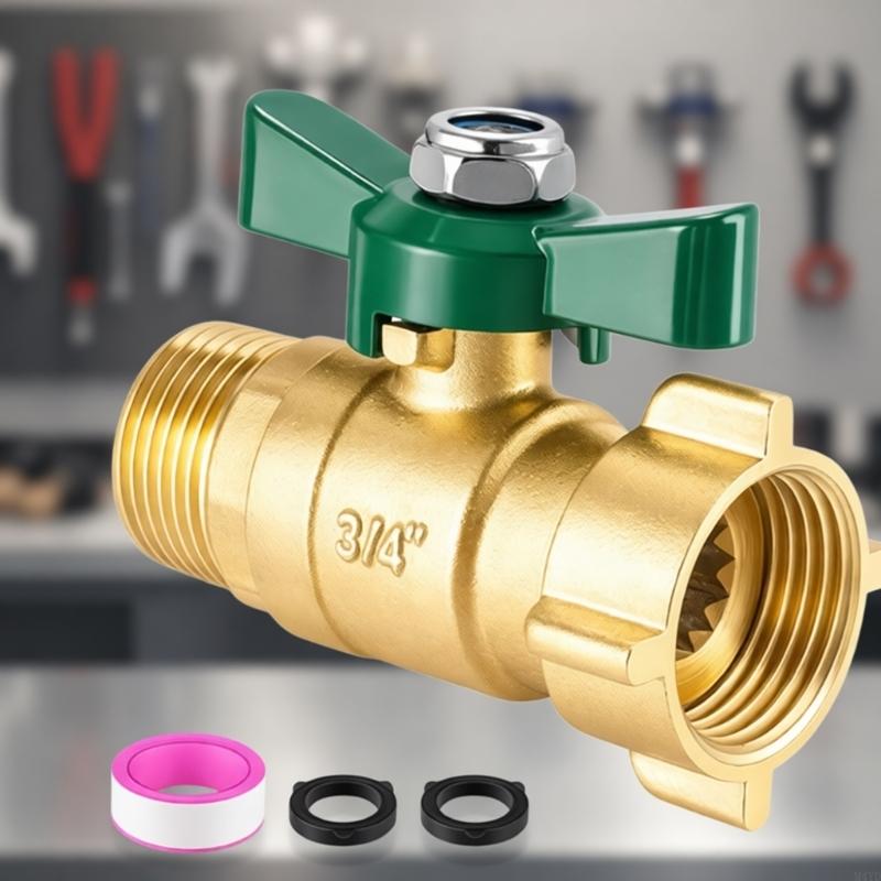 Heavy Duty Brass Garden Hose Shut Off Valves Full Flows Water Hose Connector with 360 Degree Joint M4YD