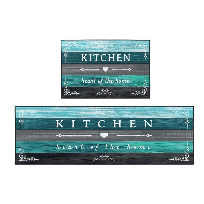 Kitchen Carpet Comfort Blue-green Mat Vintage Farmhouse Design Style Long Rug for Kitchen Home Decoration Alfombra De Cocina