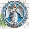 Holy Angel Wooden Sign - Beautiful Angel Round Artwork for Front Door Wall Home Hanging Decoration