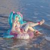 10cm AFG Hatsune Miku Anime Figure Aqua Float Girls Action Figure Kawaii Sit Swimming Ring Girl Figurine Collectible Toys