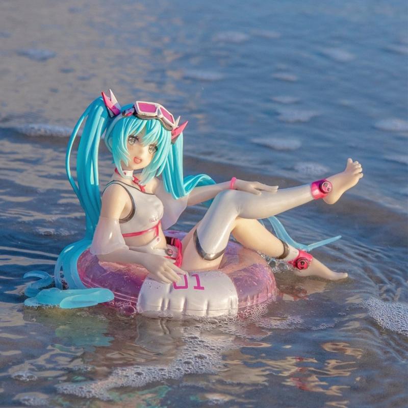 10 см AFG Хацунэ Мику аниме фигурка Aqua Float для девочек экшн-фигурка Kawaii Sit кольцо для плавания фигурка девушки коллекционные игрушки