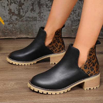 Мода Новые модные женские ботильоны без застежек для отдыха на открытом воздухе 2024 Высококачественные износостойкие женские ботинки с острым носком в леопардовом стиле