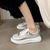 Женская повседневная спортивная обувь, модная дышащая платформа, мягкая подошва, одинарные туфли, женская толстая подошва, нескользящая, на шнуровке, вулканизированная обувь
