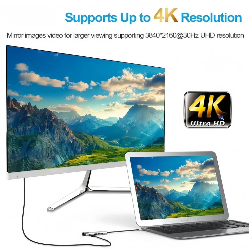 5 Ports USB C Docking Station Type C To HDMI 4K/RJ45 100M Splitter USB 3.0 5Gbps High Speed USB C HUB Adapter For Laptop Macbook